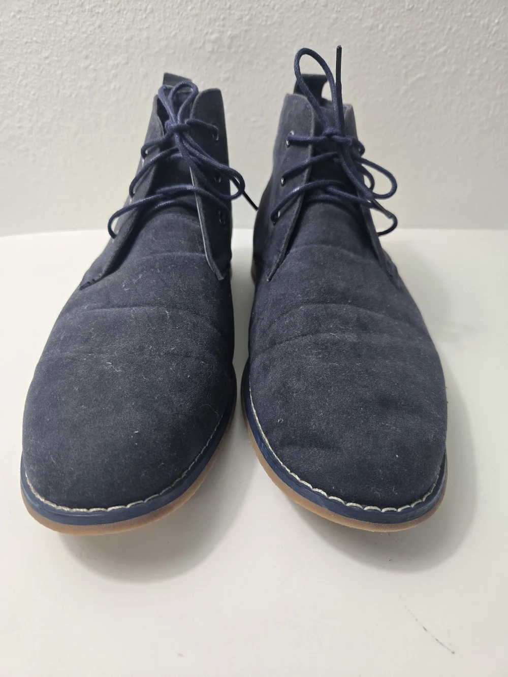Men's Navy Suede Chukka Boots - Sleek Lace-Up Comfort - Size 13